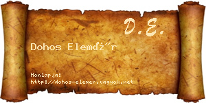 Dohos Elemér névjegykártya